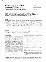 Symptoms of an inflamed appendix can mimic other problems, and it's always an emergency. Pdf The Jumping Up J Up Test Making The Diagnosis Of Acute Appendicitis Easier In Children