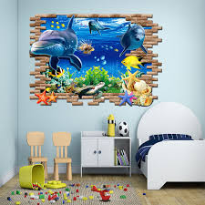Beach themed wall stickers uk. Huis 3d Ocean Dolphins Home Decor Removable Wall Sticker Uk Luxclusif Com