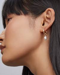 Willa Gold Pearl Huggie Earrings in Freshwater Cultured Pearl