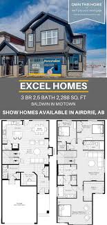 Floor Plan 2 Story 3 Bedroom 2 5 Bathroom Show Home From Excel Homes 2 288 Sq Feet Home Floor Plans Built Narrow House Plans Floor Plan Design Floor Plans