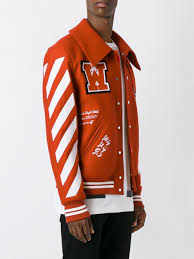 Off White C O Virgil Abloh Wool Varsity Jacket In Red For Men Lyst