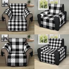 black and white buffalo plaid 28 seat width recliner etsy ruffled chair covers couch covers recliner cover