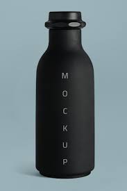 Download Download Premium Illustration Of Black Water Bottle Mockup On A Blue Bottle Mockup Black Water Bottle Black Water Bottles