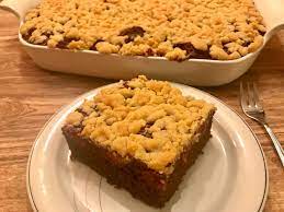 schoko kirsch kuchen mit streuseln im flachen baker von pampered chef schoko kirsch kuchen streuselkuchen mit kirschen kirschkuchen mit streusel