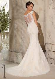 Mori lee 5316 ivory/silver lace fishtail wedding dress size 12. Wedding Bridal Gowns Designer Blu Wedding Dress Style 5316