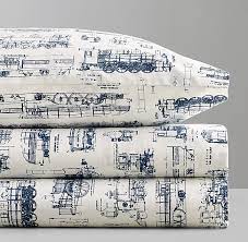 Babyfad train 10 piece crib bedding set. Vintage Train Blueprint Crib Fitted Sheet