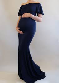 Love Fitted Ruffly Maternity Dress Perfect For A Boy S Baby Shower Featuring An Off Shoul Maternity Dresses Maternity Evening Gowns Stylish Maternity Outfits