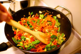The mixture is thick enough to leave a letter 'o' drawn on the surface for 10 . Stir Frying