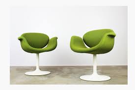 Set Of Two Little Tulip Chairs By Pierre Paulin For Artifort 1963 Green White Mid Century Modern Vintage Design Modernist Tulip Chair Deco Chairs Dining Table With Leaf