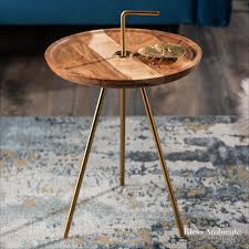 Beistelltisch Akazie Gold Mit Griff Riess Ambiente De Beistelltisch Tischplatte Rund Tisch