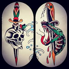 Snakes Skulls And Daggers Watercolor Painting Acestattoos Dentontx Texas Arted Folkart Tattoo Traditionelle Tatowierungen Tattoo Ideen Tatowierungen