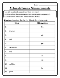 Measurement Abbreviations Worksheets Teaching Resources Tpt
