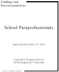 School Paraprofessionals Findings And Recommendations