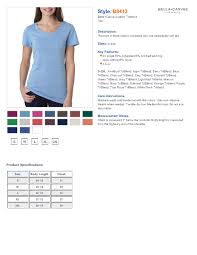 bella brand t shirts size chart coolmine community school