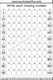 Jul 17, 2021 · these number tracing worksheets will come in handy if your child is learning to write her numbers 1 20she can easily start with the first five numbers and move up whenever shes ready. Missing Numbers 1 100 One Worksheet Free Printable Worksheets Worksheetfun