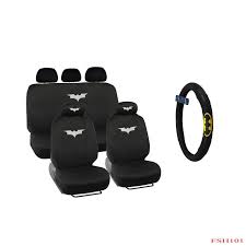 New 10pcs Batman The Dark Knight Front Rear Car Seat Covers Steering Wheel Cover Steering Wheel Cover Wheel Cover Car Seats