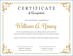 Receiving a certificate of service is a great accomplishment for any employee as a token of their hard work and commitment towards their responsibility in their role of employment. Free Printable Certificate Of Recognition Template Templateral