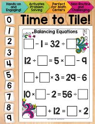 Students Must Place 10 Number Tiles 0 9 On The Time To Tile Cards In Order To Correctly Balance The Equati Basic Math Skills Math Centers Balancing Equations
