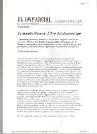 Desde 1912, aproximadamente, hasta el mismo. Fernando Pessoa Libro Del Desasosiego Francisco Estevez Academia Edu