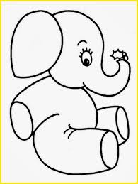 3.pada kepala gajah kita buat sebuah bidang persegi panjang sebagai belalai gajah. Sketsa Kartun Hewan Lucu