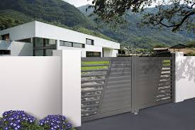 Portail Contemporaine Modele Aubert Lames Espagnoles Lisses 60x18 Mm Portail Alu Portail Coulissant Portail