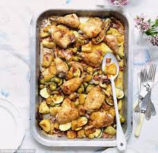With olive oil, vinegar, olives, capers, onions and fresh herbs. Mary Berry Cooks Mediterranean All In One Chicken Daily Mail Online