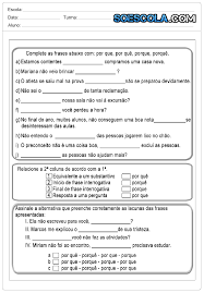 Atividade De Portugues Sobre Uso Do Porque Uso Dos Porques Atividade De Portugues Atividades
