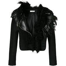 Lanvin Feather Trimmed Jacket 9 395 Brl Liked On Polyvore Featuring Outerwear Jackets Black Lanvin C Feather Fashion Feather Jacket Real Leather Jacket