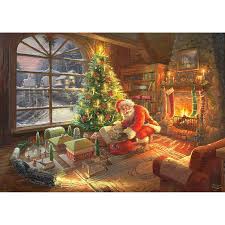 Autumn, thomas kinkade, river, bridge, house. Puzzle Thomas Kinkade Santa Claus Is Here Schmidt Spiele 59495 1000 Pieces Jigsaw Puzzles Retro And Nostalgia Jigsaw Puzzle