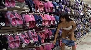 Asian girl squirts in shoe store