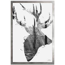 Creative doodle style forest deep see deer silhouette illustration under starry sky. Metal Art Studio Forest Deer Gray Framed By Adam Schwoeppe Contemporary Animal Silhouette Art On Colored Metal As0516bwfr