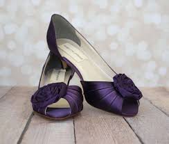 Eggplant Wedding Shoes Eggplant Kitten Heels With Single Rosette Adornment Purple Wedding Shoes Wedding Shoes Custom Wedding Shoes