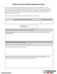 Corrective Action Response Form Training Evaluation Form Correction Training Evaluation