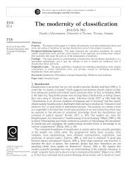 Pdf The Modernity Of Classification