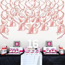 Howaf Oro Rosa 16 Anni Compleanno Decorazioni Per Ragazza Adolescente 16 Compleanno Pendenti A Spirale Et Etoile Happy Birthday 16 Compleanno Coriandoli Di Tavolo