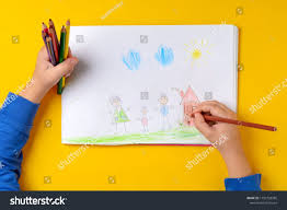 The Child Draws His Family On A Piece Of Paper With Colored Pencils My Happy Family The Concept Of Child Psychology Drawing For Kids Drawings My Happy Family
