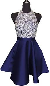 Lcrs Juniors Short Homecoming Dresses Pockets Satin Beaded Halter Cocktail Prom Gowns 4 B Prom Dresses With Pockets Halter Homecoming Dress A Line Prom Dresses