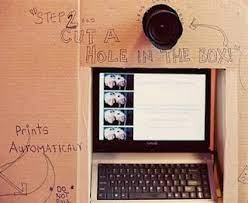 Diy Photo Booth Use A Cardboard Box To Cover Your Laptop Diy Wedding Photo Booth Booth Wedding Diy Photo Booth