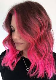 Purple and blue combo with dark roots. Fresh Pink Hair Color Shades With Dark Roots In 2019 Stylezco