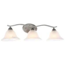 I got most of the supplies below in the drywall aisle at home depot. Hampton Bay Andenne 3 Light Brushed Nickel Vanity Light With Bell Shaped Marbleized Glass Shades 2827 Bn The Home Depot Vanity Lighting Bath Vanity Lighting Glass Shades