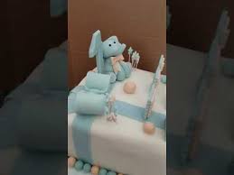 This smash cake for a baby boy's 1st birthday is decorated in ombre shades of blue with horizontal stripe. One Year 1st Birthday Cake Boy 1st Birthday Ideas