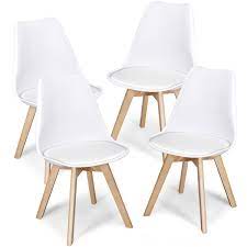 This beautiful set of four vintage modern dining chairs boast curved backrests and tapered legs. Smilemart Mid Century Modern Padded Dining Chairs Set Of 4 White Walmart Com Walmart Com