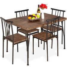 Sold and shipped by costway. Best Choice Products 5 Piece Indoor Modern Metal Wood Rectangular Dining Table Furniture Set W 4 Chairs Target