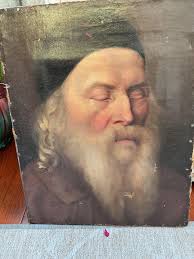 McM-inspired painting with vintage typewriter label