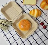 6 Inch Bamboo Fiber Environmental Friendly Biodegradable Packaging Bamboo  Food Container Burger Box Custom Cutlery