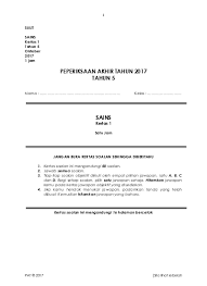 Soalan matematik persamaan linear tingkatan 1 2017, soalan matematik. Peperiksaan Akhir Tahun 2017 Tahun 5 Sains Kertas 1
