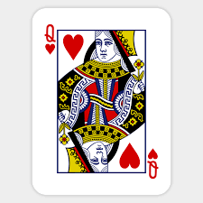 The queen is a playing card with a picture of a queen on it. Queen Of Hearts Playing Card Queen Of Hearts Sticker Teepublic Au