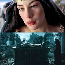 One of the most heartbreaking scenes in The Lord of the Rings trilogy that  deeply affected me was Arwen standing alone before Aragorn's tomb. The man  for whom she had given up