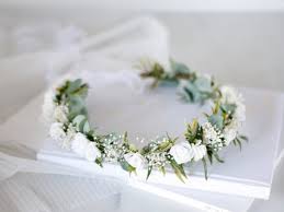 Fake baby's breath flower crown. White Flower Crown Wedding Baby S Breath Eucalyptus Etsy