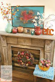 Autumn Warmth Red And Turquoise Fall Mantel Fall Mantel Decorations Fall Decor Diy Fall Decor